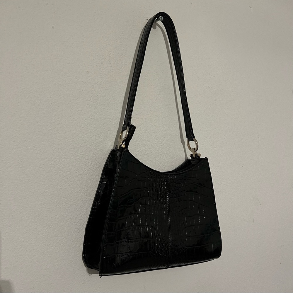Black Faux Snake Shoulder Bag